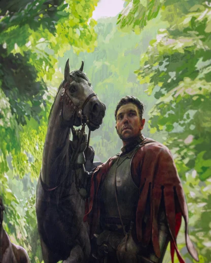 Wandteppich Kingdom Come: Deliverance II - Heinrich und Köter im Wald (Bild auf Textil) – Bild 2
