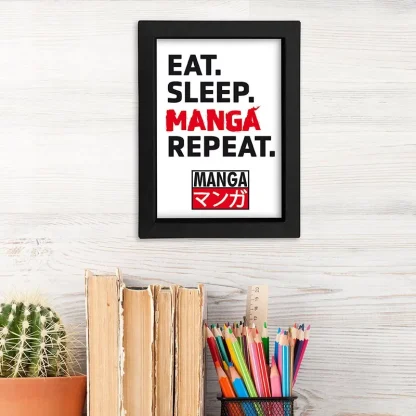 Gerahmtes Poster Asian Art - Eat. Sleep. Manga. Repeat. – Bild 3