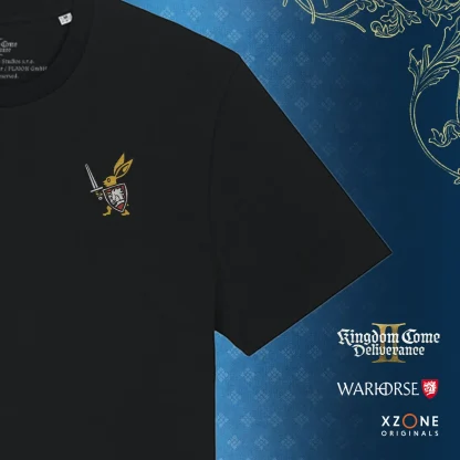 T-Shirt Kingdom Come: Deliverance II - Hase mit Warhorse-Wappen (Stickerei) – Bild 2